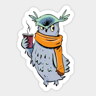 Owl with latte Sticker